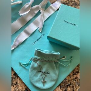 Tiffany & Co. Silver Cross Necklace with 16” Chain